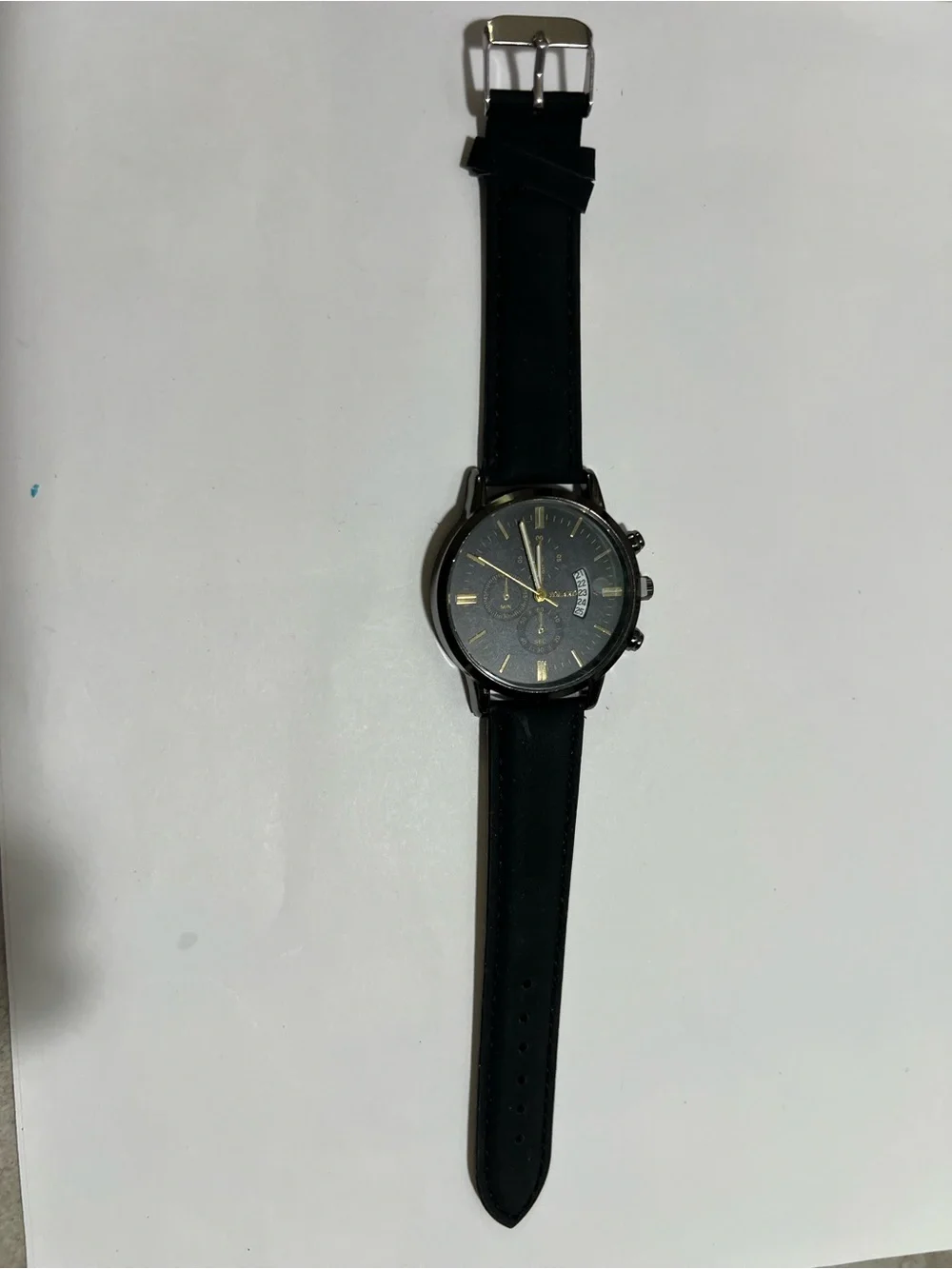 Classic Men's Black and Tan Leather Strap Watch - Unbranded